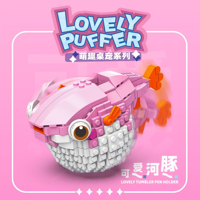 OPENING KD99002-4 99002-4 non  CÁ NÓC DỄ THƯƠNG bộ đồ chơi xếp lắp ráp ghép mô hình LOVELY PUFFER - TUMBLER PEN HOLDER