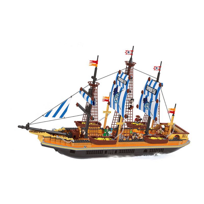 AUSINI N27806 27806 non Lego THUYỀN ĐÁNH CÁ LỚN bộ đồ chơi xếp lắp ráp ghép mô hình FISHING BOAT 857 khối