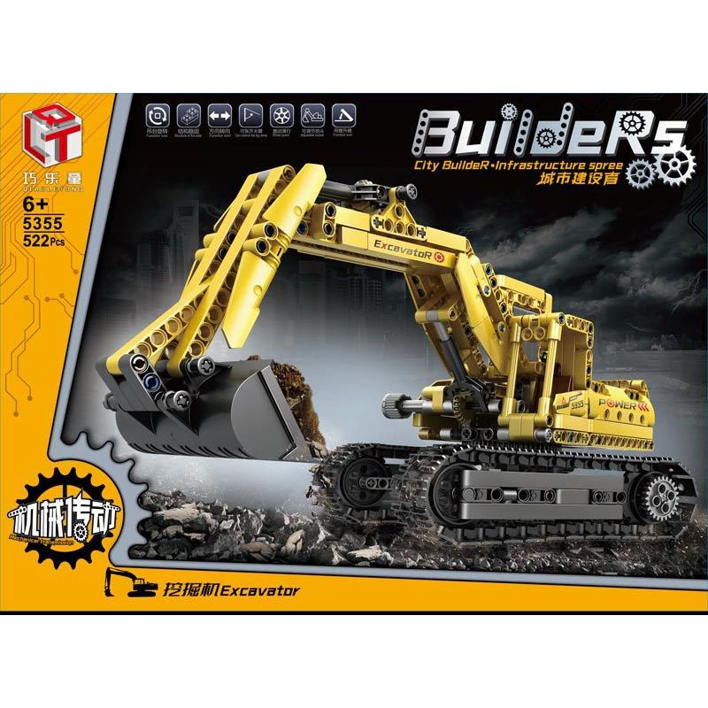 QIAO LE TONG 5355 non  MÁY XÚC. bộ đồ chơi xếp lắp ráp ghép mô hình  EXCAVATOR Kỹ Thuật Công Nghệ Cao Mô Hình Phương Tiện 522 khối