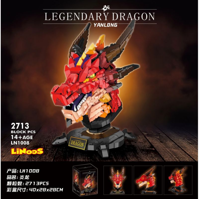 LINOOS LN1008 1008 LN1011 1011 non  DIÊN LONG bộ đồ chơi xếp lắp ráp ghép mô hình Creator Expert LEGENDARY DRAGON Chuyên Gia Sáng Tạo 2713 khối