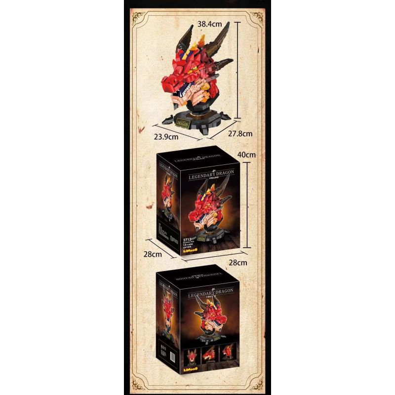LINOOS LN1008 1008 LN1011 1011 non  DIÊN LONG bộ đồ chơi xếp lắp ráp ghép mô hình Creator Expert LEGENDARY DRAGON Chuyên Gia Sáng Tạo 2713 khối