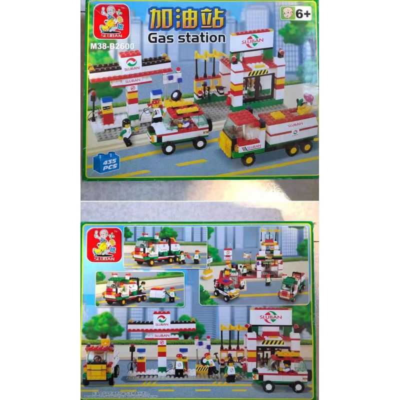 SLUBAN M38-B2600 B2600 2600 M38B2600 38-B2600 non Lego TRẠM XĂNG bộ đồ chơi xếp lắp ráp ghép mô hình City GAS STATION Thành Phố 435 khối