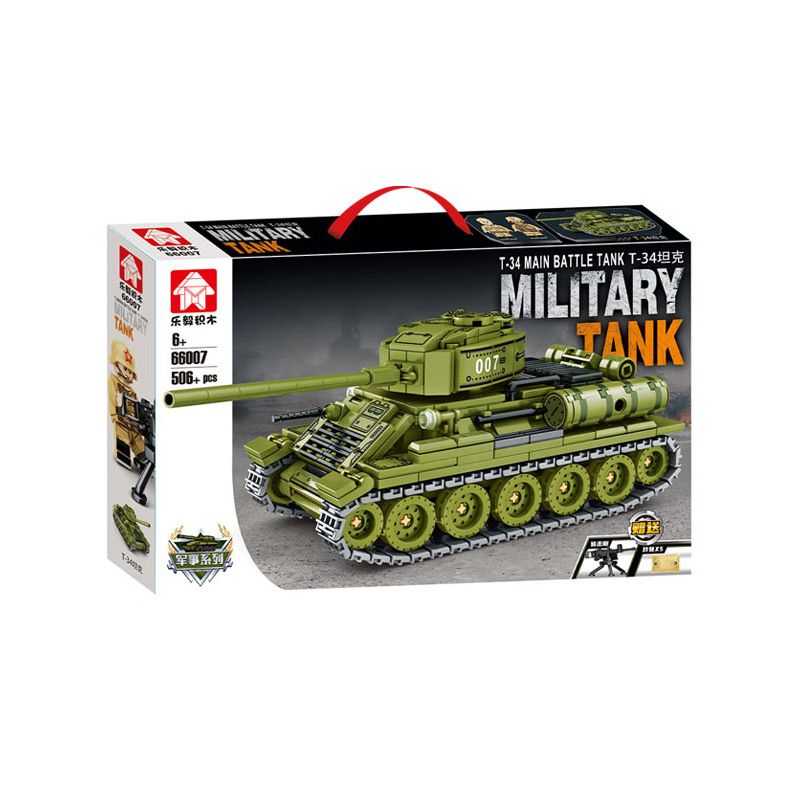 LEYI 66007 non  TANK T-34 bộ đồ chơi xếp lắp ráp ghép mô hình Military Army MILITARY TANK T-34 MAIN BATTLE Quân Sự Bộ Đội 506 khối
