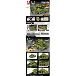 LEYI 66007 non  TANK T-34 bộ đồ chơi xếp lắp ráp ghép mô hình Military Army MILITARY TANK T-34 MAIN BATTLE Quân Sự Bộ Đội 506 khối