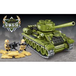 LEYI 66007 non  TANK T-34 bộ đồ chơi xếp lắp ráp ghép mô hình Military Army MILITARY TANK T-34 MAIN BATTLE Quân Sự Bộ Đội 506 khối