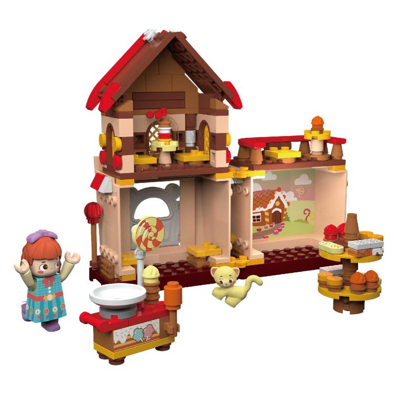 JAKI JK2110 2110 non  NGÔI NHÀ KẸO NGỌT NGÀO bộ đồ chơi xếp lắp ráp ghép mô hình THE GREAT LAND 260 khối