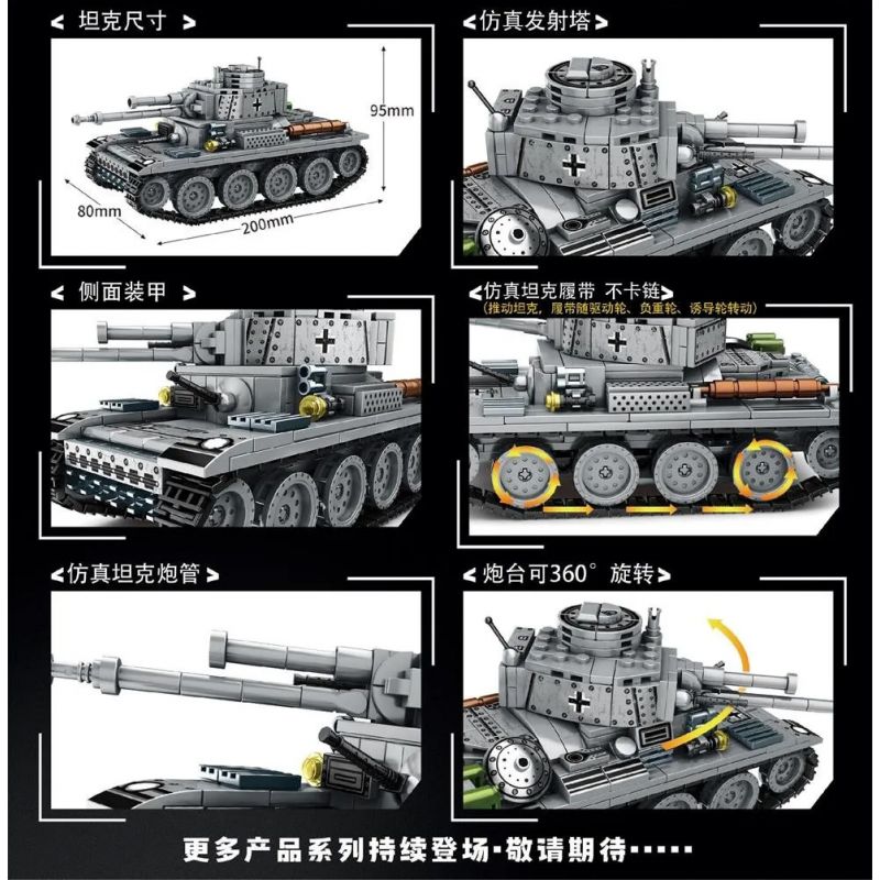 LEYI 66005 non  XE TĂNG 38T. bộ đồ chơi xếp lắp ráp ghép mô hình Military Army MILITARY TANK 38T MAIN BATTLE Quân Sự Bộ Đội 502 khối