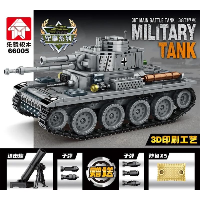 LEYI 66005 non  XE TĂNG 38T. bộ đồ chơi xếp lắp ráp ghép mô hình Military Army MILITARY TANK 38T MAIN BATTLE Quân Sự Bộ Đội 502 khối