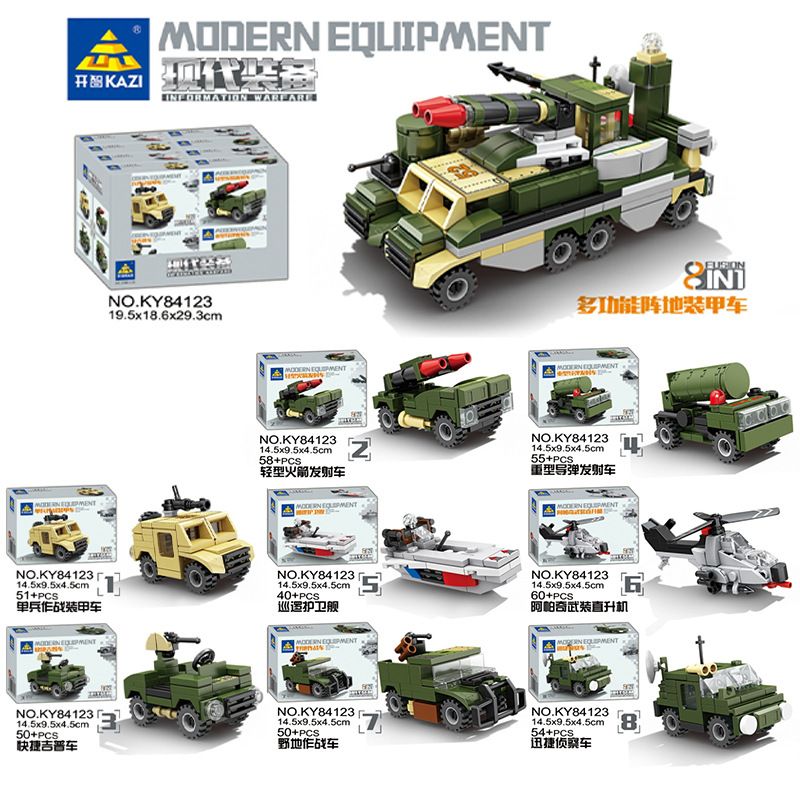 Kazi KY84123 84123 non  XE BỌC THÉP ĐA NĂNG bộ đồ chơi xếp lắp ráp ghép mô hình Military Army Quân Sự Bộ Đội 418 khối