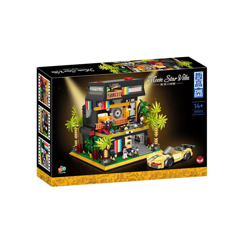 ZHEGAO DZ6019 6019 non  BIỆT THỰ NGÔI SAO ĐIỆN ẢNH bộ đồ chơi xếp lắp ráp ghép mô hình Modular Buildings MOVIE STAR VILLA Mô Hình Nhà Cửa 2044 khối
