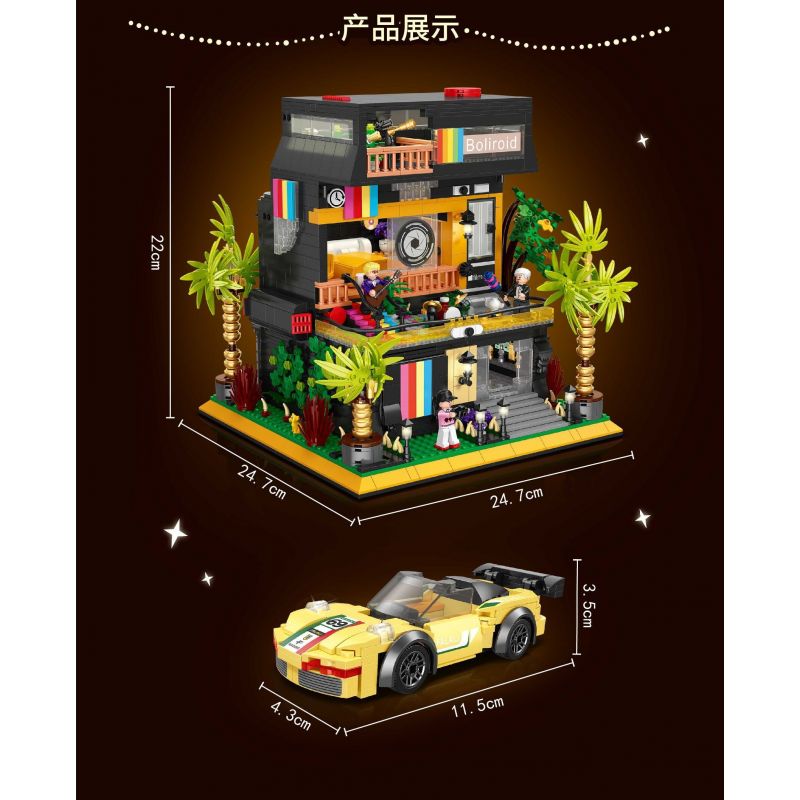 ZHEGAO DZ6019 6019 non  BIỆT THỰ NGÔI SAO ĐIỆN ẢNH bộ đồ chơi xếp lắp ráp ghép mô hình Modular Buildings MOVIE STAR VILLA Mô Hình Nhà Cửa 2044 khối