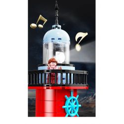 QIAO LE TONG 8811 non  HỘP NHẠC NGỌN HẢI ĐĂNG DẠ QUANG MÀU ĐỎ bộ đồ chơi xếp lắp ráp ghép mô hình Creator LIGHTHOUSE MUSIC BOX Sáng Tạo 616 khối