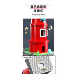 QIAO LE TONG 8811 non  HỘP NHẠC NGỌN HẢI ĐĂNG DẠ QUANG MÀU ĐỎ bộ đồ chơi xếp lắp ráp ghép mô hình Creator LIGHTHOUSE MUSIC BOX Sáng Tạo 616 khối