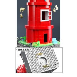 QIAO LE TONG 8811 non  HỘP NHẠC NGỌN HẢI ĐĂNG DẠ QUANG MÀU ĐỎ bộ đồ chơi xếp lắp ráp ghép mô hình Creator LIGHTHOUSE MUSIC BOX Sáng Tạo 616 khối