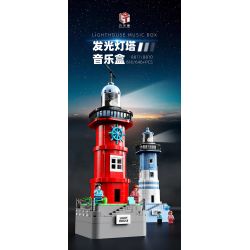QIAO LE TONG 8811 non  HỘP NHẠC NGỌN HẢI ĐĂNG DẠ QUANG MÀU ĐỎ bộ đồ chơi xếp lắp ráp ghép mô hình Creator LIGHTHOUSE MUSIC BOX Sáng Tạo 616 khối