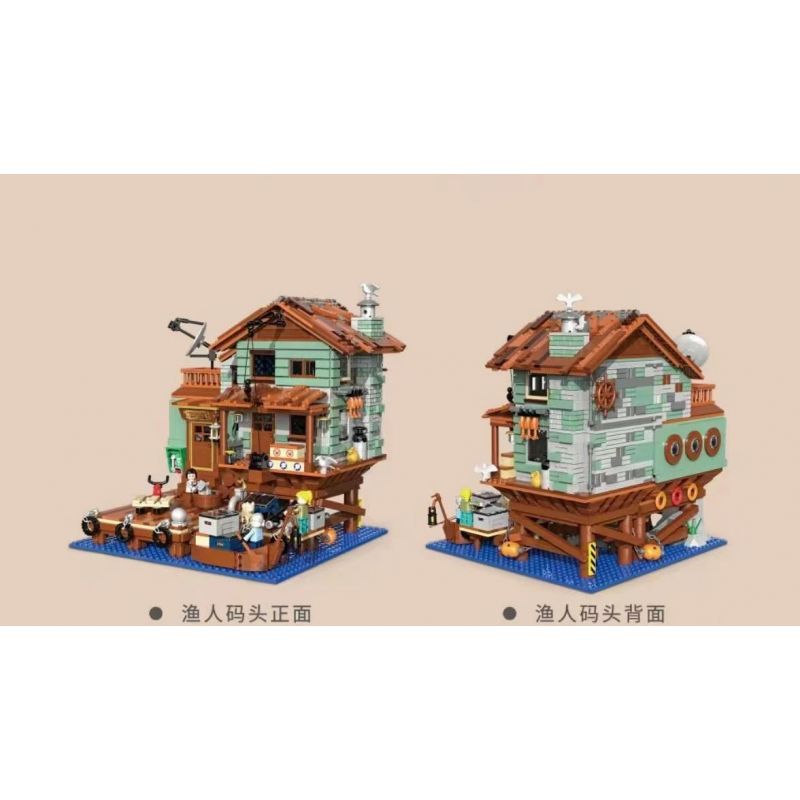 ZHEGAO 00421 non  BẾN NGƯ PHỦ bộ đồ chơi xếp lắp ráp ghép mô hình Modular Buildings FISHMAN'S WHARF Mô Hình Nhà Cửa 2046 khối