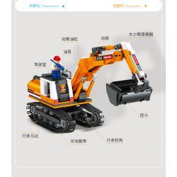 JAKI JK9281 9281 non  MÁY XÚC HẠNG NẶNG tỷ lệ 1:27 bộ đồ chơi xếp lắp ráp ghép mô hình HEAVY DUTY EXCAVATOR 536 khối