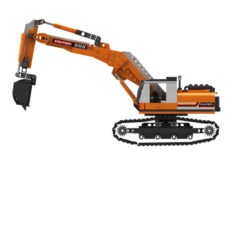 JAKI JK9281 9281 non  MÁY XÚC HẠNG NẶNG tỷ lệ 1:27 bộ đồ chơi xếp lắp ráp ghép mô hình HEAVY DUTY EXCAVATOR 536 khối