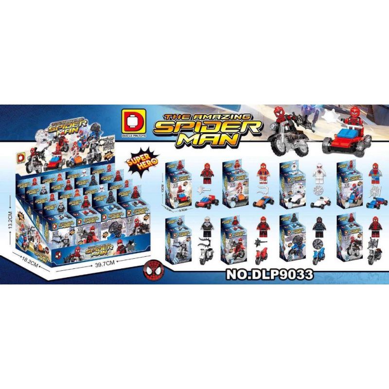 DLP 9033 non Lego NGƯỜI NHỆN 8 NHÂN VẬT NHỎ bộ đồ chơi xếp lắp ráp ghép mô hình Marvel Super Heroes Siêu Anh Hùng Marvel