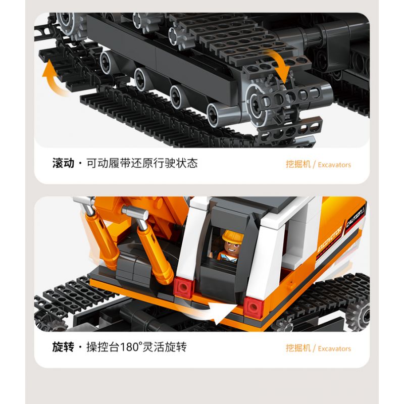 JAKI JK9280 9280 non  CẦN CẨU HẠNG NẶNG tỷ lệ 1:27 bộ đồ chơi xếp lắp ráp ghép mô hình HEAVY DUTY CRANE TRUCK 519 khối