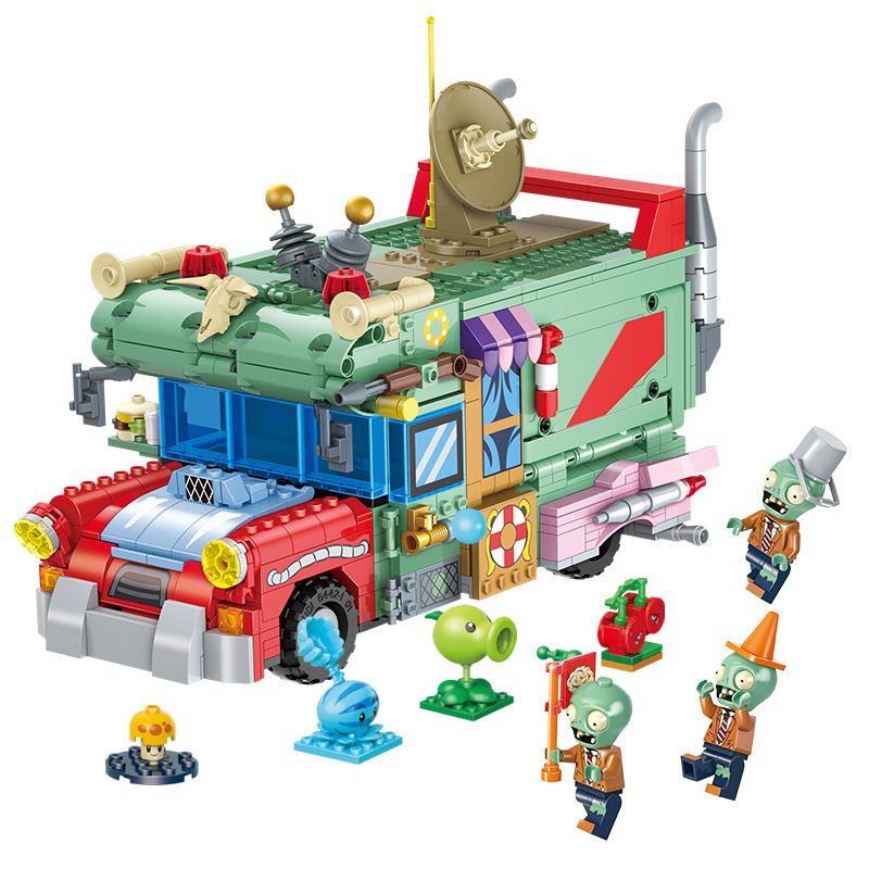 GUDI 60009 non Lego THỜI GIAN ĐƯA ĐÓN bộ đồ chơi xếp lắp ráp ghép mô hình Plants Vs Zombies Hoa Quả Nổi Giận 933 khối