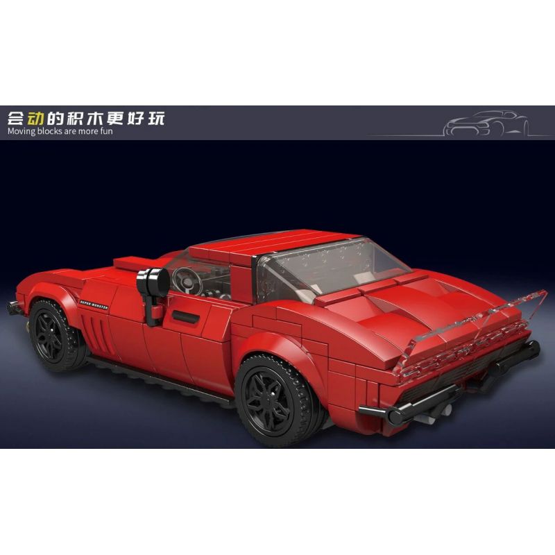 MouldKing 27034 Mould King 27034 non  TÀU HỘ TỐNG bộ đồ chơi xếp lắp ráp ghép mô hình Speed Champions Racing Cars CORVETE Đua Xe Công Thức 332 khối
