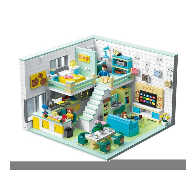 ZHEGAO DZ6106 6106 non Lego BEAR COZY HOUSE LOFT CĂN HỘ DUPLEX bộ đồ chơi xếp lắp ráp ghép mô hình 1035 khối