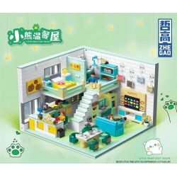 ZHEGAO DZ6106 6106 non  BEAR COZY HOUSE LOFT CĂN HỘ DUPLEX bộ đồ chơi xếp lắp ráp ghép mô hình 1035 khối