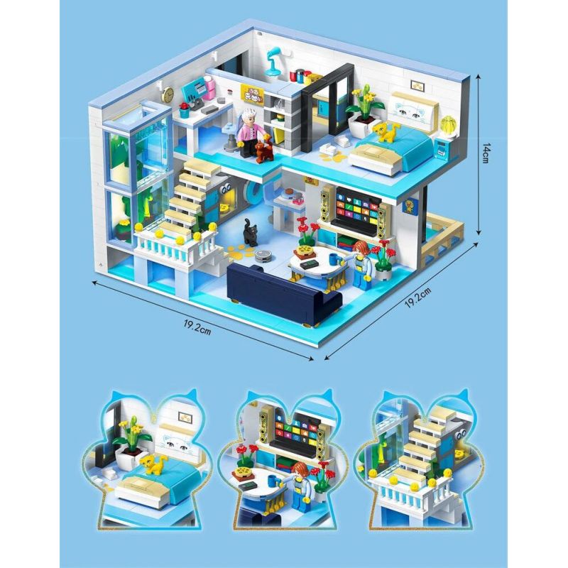 ZHEGAO DZ6105 6105 non  CĂN HỘ MEOW STAR LOFT DUPLEX NHỎ bộ đồ chơi xếp lắp ráp ghép mô hình 1235 khối