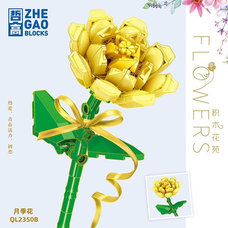 ZHEGAO QL2350B 2350B QL2350C 2350C QL2350A 2350A non  HOA HỒNG TRUNG QUỐC 3 MÀU bộ đồ chơi xếp lắp ráp ghép mô hình Flowers 100 khối