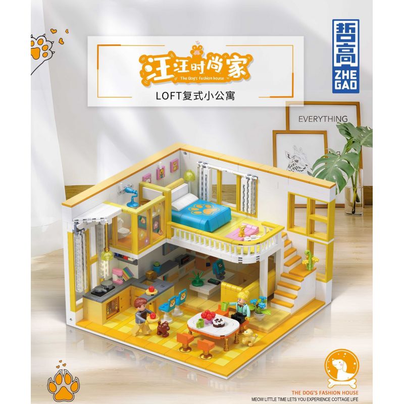 ZHEGAO DZ6104 6104 non  WANGWANG FASHION HOME LOFT CĂN HỘ DUPLEX bộ đồ chơi xếp lắp ráp ghép mô hình 1048 khối