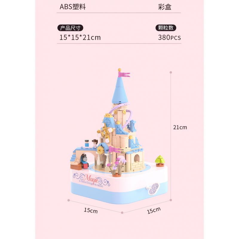 JAKI JK1615 1615 non  HỘP NHẠC LÂU ĐÀI KỲ DIỆU bộ đồ chơi xếp lắp ráp ghép mô hình Creator DIY MUSIC BOX Sáng Tạo 380 khối