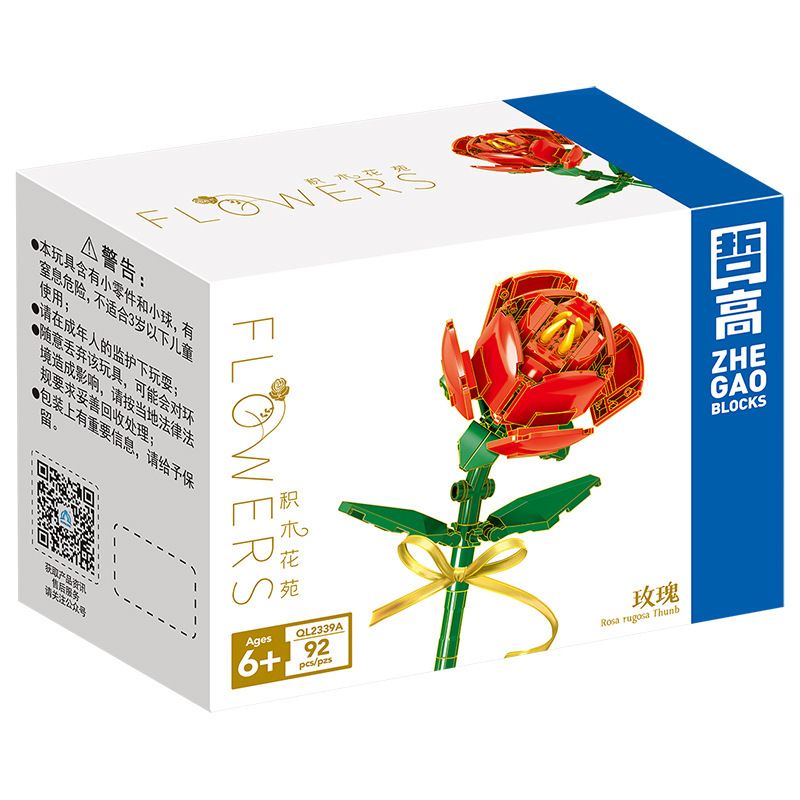 ZHEGAO QL2339B 2339B QL2339C 2339C QL2339A 2339A non  HOA HỒNG 3 MÀU bộ đồ chơi xếp lắp ráp ghép mô hình Flowers 92 khối
