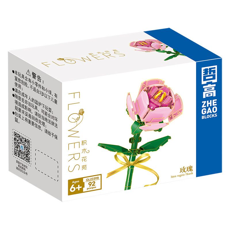 ZHEGAO QL2339B 2339B QL2339C 2339C QL2339A 2339A non  HOA HỒNG 3 MÀU bộ đồ chơi xếp lắp ráp ghép mô hình Flowers 92 khối
