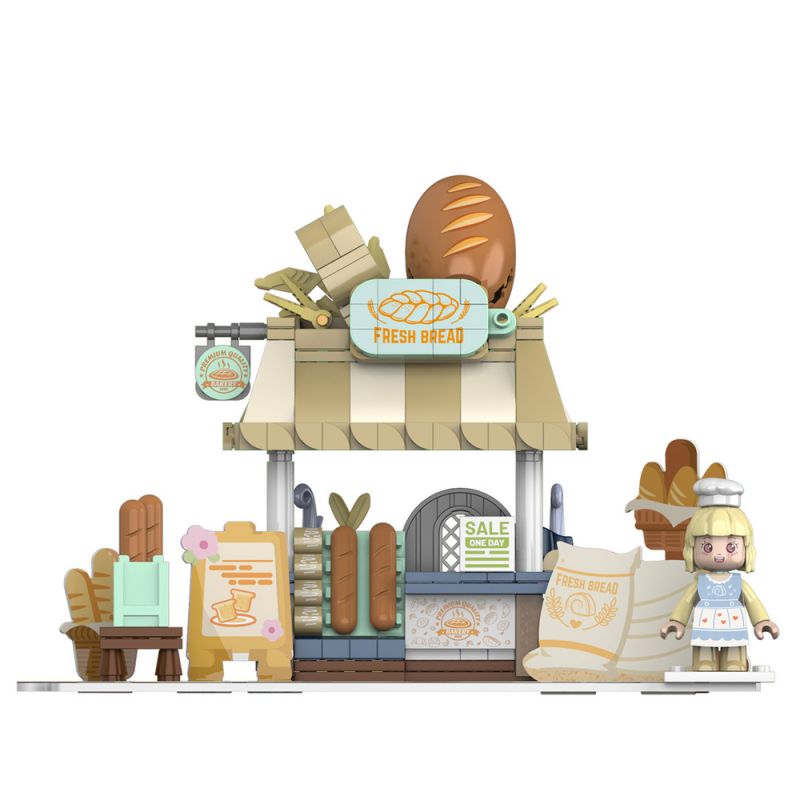 JAKI JK2122 2122 JK2123 2123 JK2125 2125 JK2126 2126 JK2127 2127 JK2128 2128 JK2129 2129 JK2121 2121 non  CẢNH ĐƯỜNG PHỐ ĐẦY NẮNG 8 LOẠI CỬA HÀNG BÁNH NGỌT QUÁN CÀ PHÊ ???C QUẾ KẸO HAMBURGER NƯỚC TRÁI CÂY MÌ GÀ RÁN bộ đồ chơi xếp lắp ráp ghép mô hình 328 khối