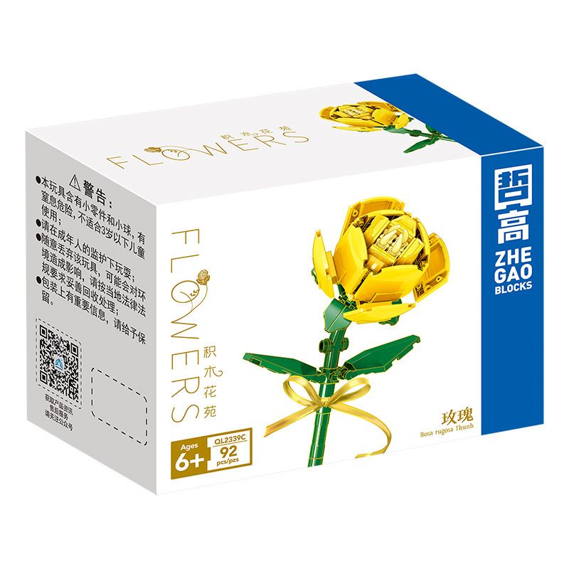 ZHEGAO QL2339B 2339B QL2339C 2339C QL2339A 2339A non  HOA HỒNG 3 MÀU bộ đồ chơi xếp lắp ráp ghép mô hình Flowers 92 khối