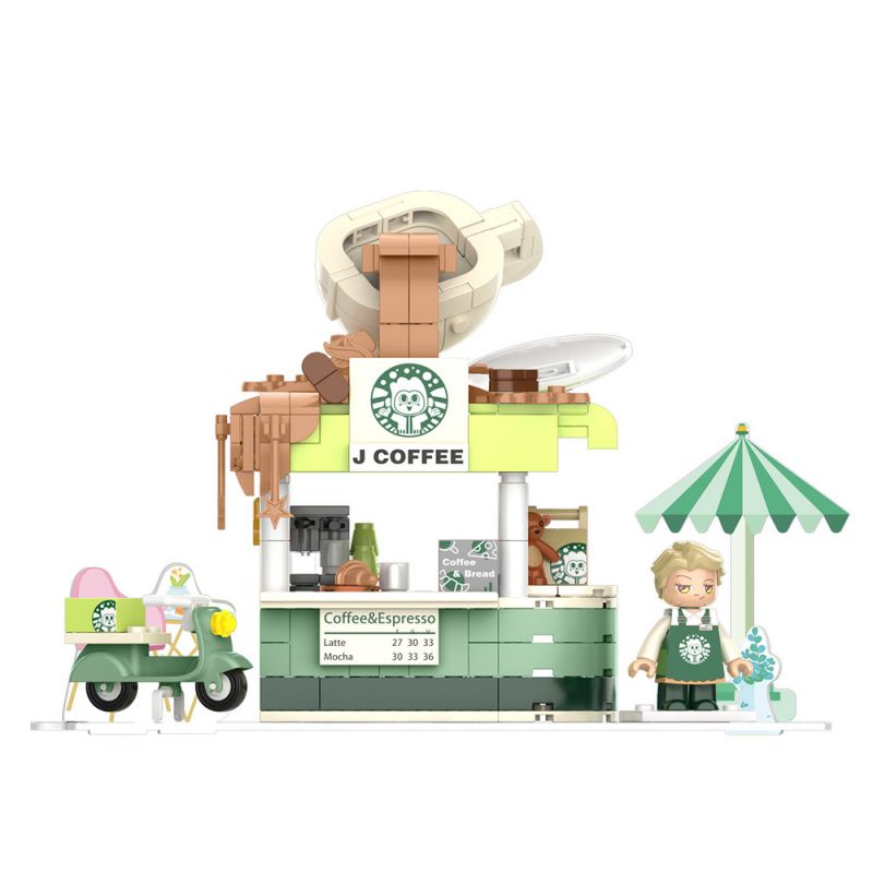 JAKI JK2122 2122 JK2123 2123 JK2125 2125 JK2126 2126 JK2127 2127 JK2128 2128 JK2129 2129 JK2121 2121 non  CẢNH ĐƯỜNG PHỐ ĐẦY NẮNG 8 LOẠI CỬA HÀNG BÁNH NGỌT QUÁN CÀ PHÊ ???C QUẾ KẸO HAMBURGER NƯỚC TRÁI CÂY MÌ GÀ RÁN bộ đồ chơi xếp lắp ráp ghép mô hình 328 khối