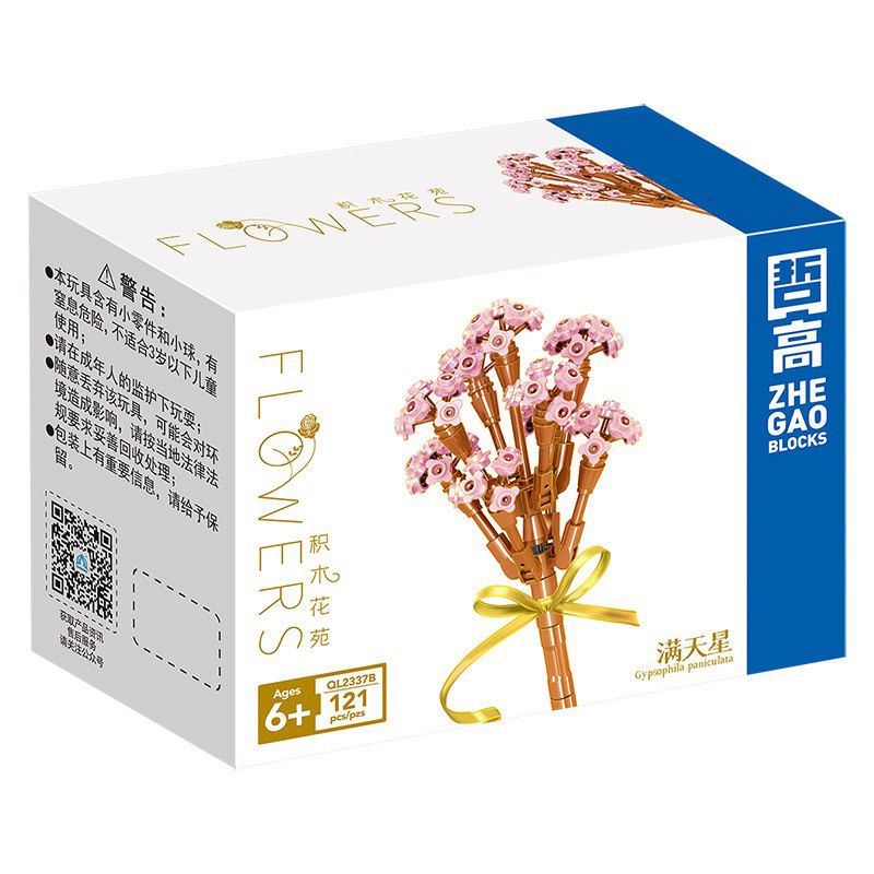ZHEGAO QL2337A 2337A QL2337B 2337B QL2337C 2337C non  GYPSOPHILA 3 MÀU bộ đồ chơi xếp lắp ráp ghép mô hình Flowers Hoa 121 khối