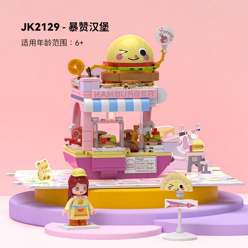 JAKI JK2122 2122 JK2123 2123 JK2125 2125 JK2126 2126 JK2127 2127 JK2128 2128 JK2129 2129 JK2121 2121 non  CẢNH ĐƯỜNG PHỐ ĐẦY NẮNG 8 LOẠI CỬA HÀNG BÁNH NGỌT QUÁN CÀ PHÊ ???C QUẾ KẸO HAMBURGER NƯỚC TRÁI CÂY MÌ GÀ RÁN bộ đồ chơi xếp lắp ráp ghép mô hình 328 khối