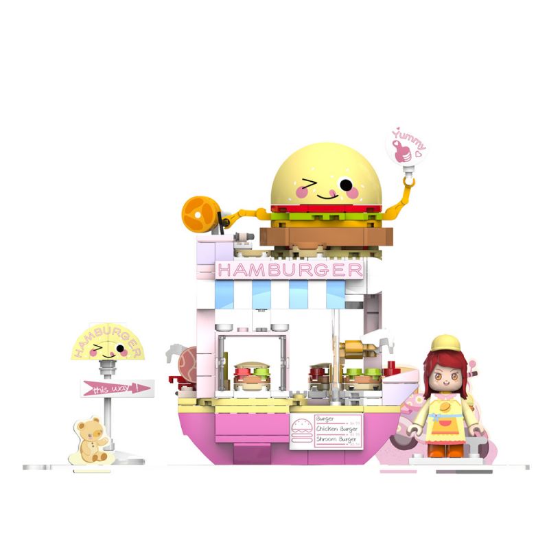 JAKI JK2122 2122 JK2123 2123 JK2125 2125 JK2126 2126 JK2127 2127 JK2128 2128 JK2129 2129 JK2121 2121 non  CẢNH ĐƯỜNG PHỐ ĐẦY NẮNG 8 LOẠI CỬA HÀNG BÁNH NGỌT QUÁN CÀ PHÊ ???C QUẾ KẸO HAMBURGER NƯỚC TRÁI CÂY MÌ GÀ RÁN bộ đồ chơi xếp lắp ráp ghép mô hình 328 khối