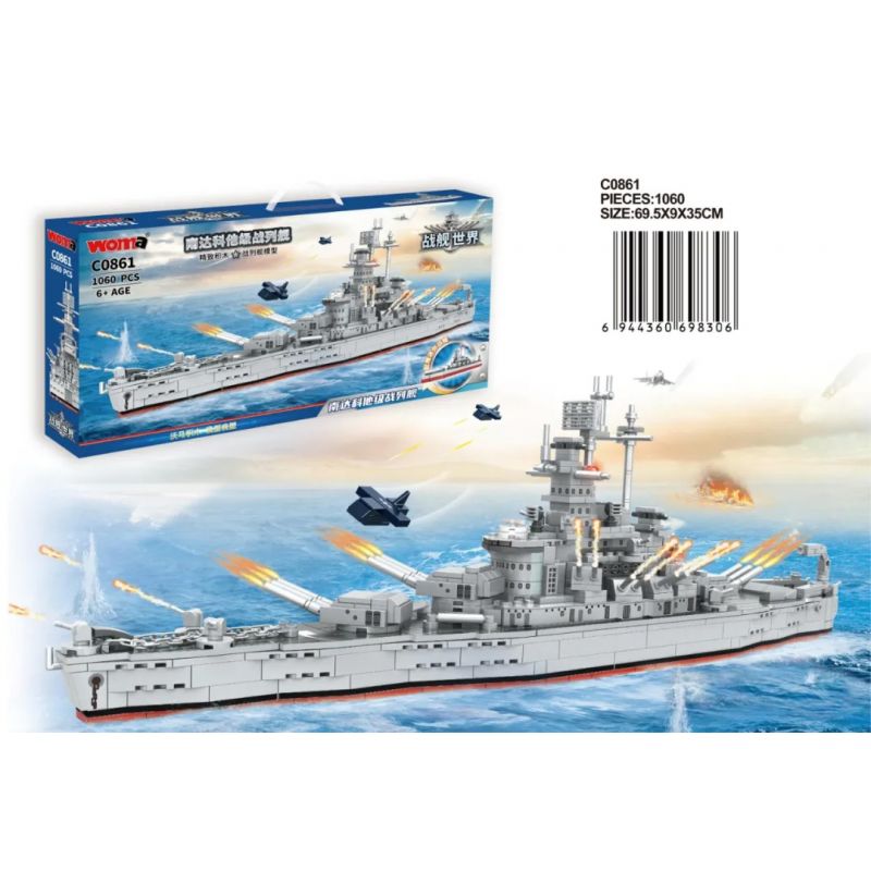 WOMA C0861 0861 non Lego THIẾT GIÁP HẠM LỚP NAM DAKOTA bộ đồ chơi xếp lắp ráp ghép mô hình Battle Ship Tàu Chiến 1060 khối