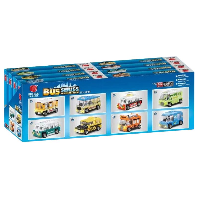 XIANG JUN XJ-7976 7976 XJ7976 non  BUS LÙI XE 8 KIỂU bộ đồ chơi xếp lắp ráp ghép mô hình Mini Racing Pacemaker BUS TRANSPORTATION Đua Xe Mini 666 khối