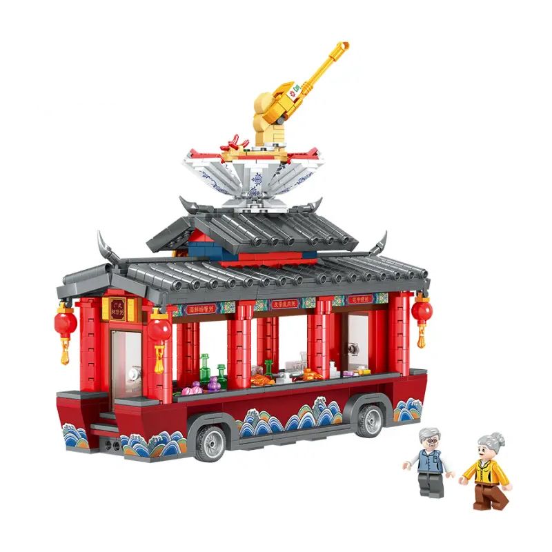 LIN07 01004 non Lego XE CHÁO THUYỀN bộ đồ chơi xếp lắp ráp ghép mô hình City BOATGRUEL CART Thành Phố 1198 khối
