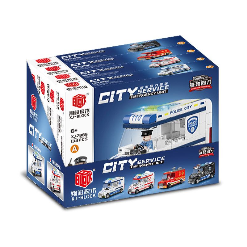 XIANG JUN XJ-7985 7985 XJ7985 non  THÀNH PHỐ KÉO LẠI XE bộ đồ chơi xếp lắp ráp ghép mô hình City CITY SERVICE EMERGENCY UNIT 556 khối