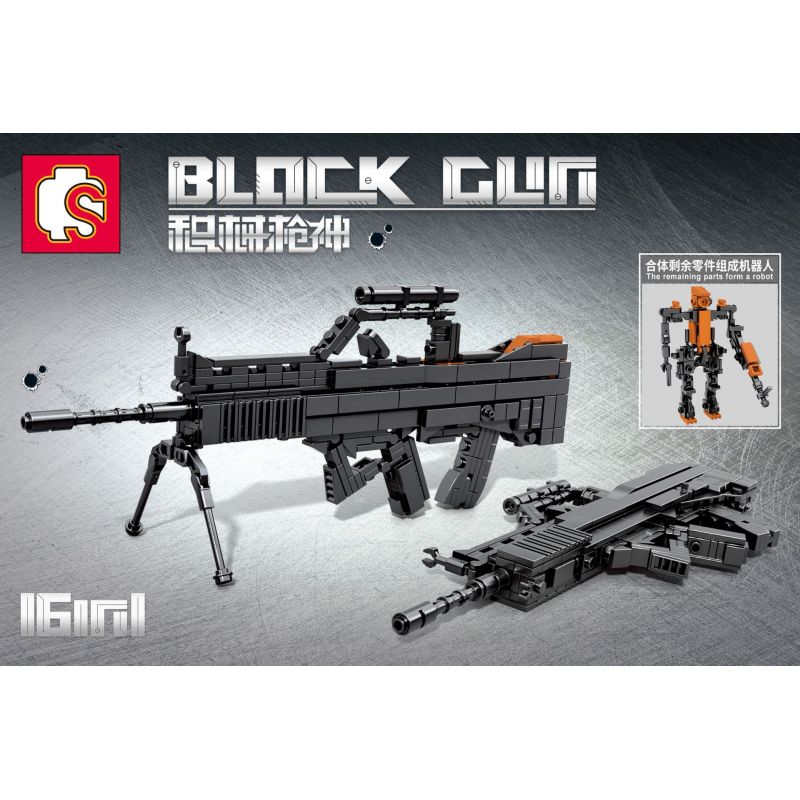 SEMBO 702030 non  TAY SÚNG 16 PHONG CÁCH bộ đồ chơi xếp lắp ráp ghép mô hình Gun BLOCK GUN 498 khối