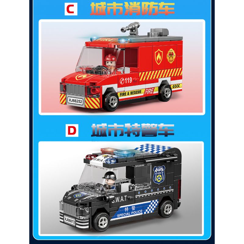 XIANG JUN XJ-7985 7985 XJ7985 non  THÀNH PHỐ KÉO LẠI XE bộ đồ chơi xếp lắp ráp ghép mô hình City CITY SERVICE EMERGENCY UNIT 556 khối