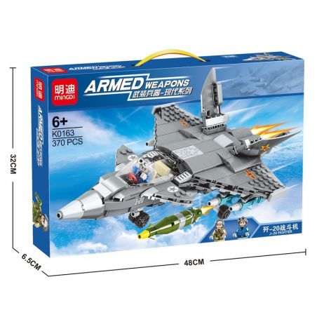 MINGDI K0163 0163 non  MÁY BAY CHIẾN ĐẤU J-20 bộ đồ chơi xếp lắp ráp ghép mô hình Military Army ARMED WEAPONS J-20 FIGHTER Quân Sự Bộ Đội 370 khối