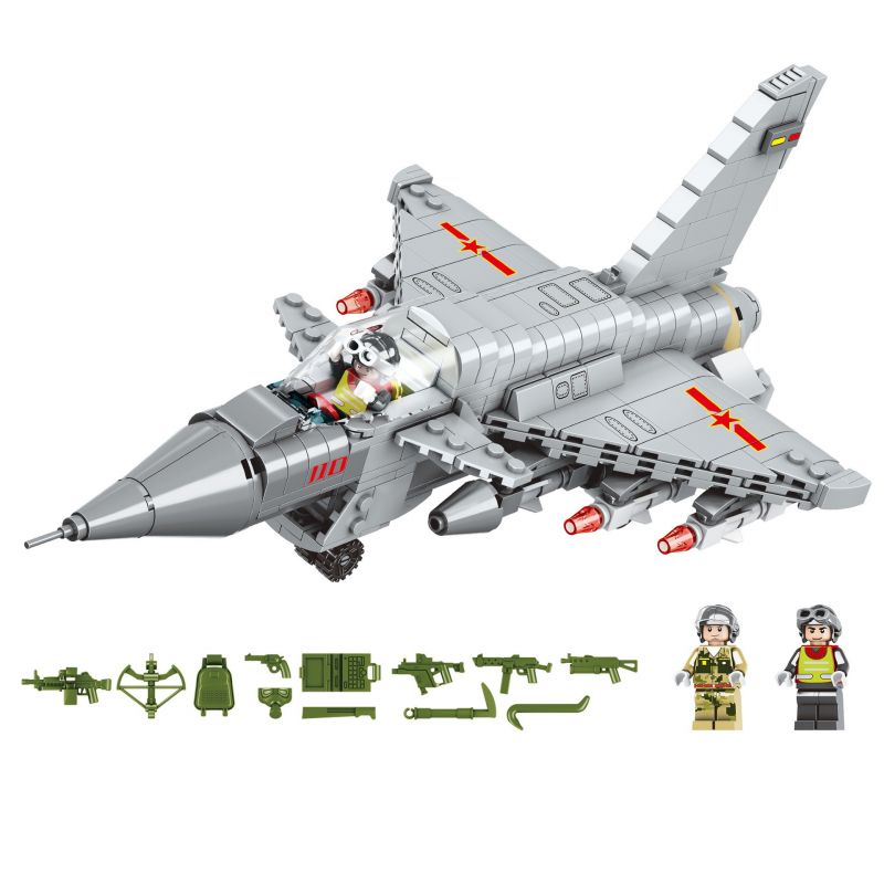 MINGDI K0161 0161 non Lego MÁY BAY CHIẾN ĐẤU J-10 bộ đồ chơi xếp lắp ráp ghép mô hình Military Army ARMED WEAPONS J-10 FIGHTER Quân Sự Bộ Đội 441 khối