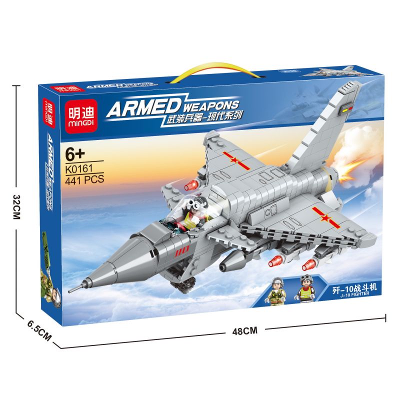 MINGDI K0161 0161 non  MÁY BAY CHIẾN ĐẤU J-10 bộ đồ chơi xếp lắp ráp ghép mô hình Military Army ARMED WEAPONS J-10 FIGHTER Quân Sự Bộ Đội 441 khối