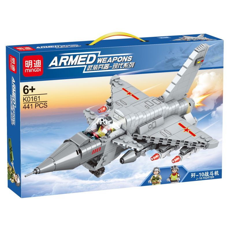 MINGDI K0161 0161 non  MÁY BAY CHIẾN ĐẤU J-10 bộ đồ chơi xếp lắp ráp ghép mô hình Military Army ARMED WEAPONS J-10 FIGHTER Quân Sự Bộ Đội 441 khối